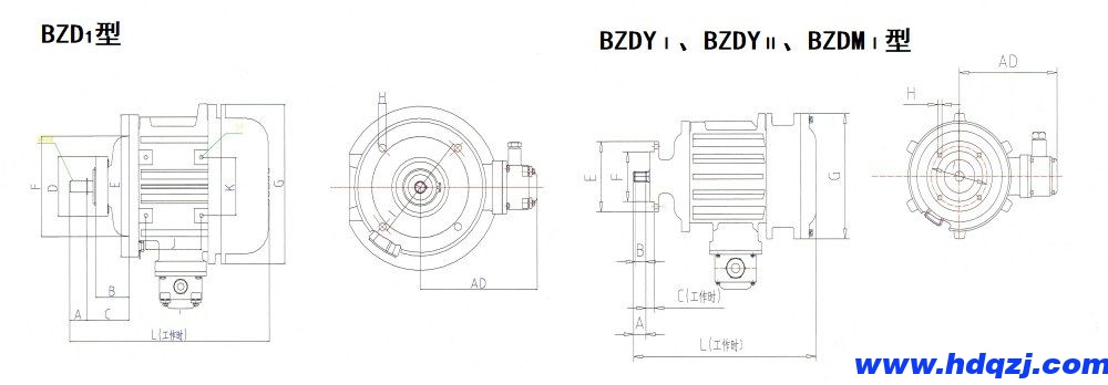 BZDⅠ、BZDYⅠ、BZDYⅡ、BZDMⅠ隔爆型錐形轉(zhuǎn)子三相異步電動(dòng)機(jī)外形尺寸圖.jpg