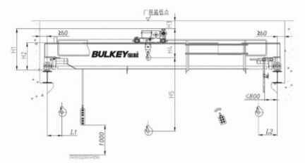 歐式雙梁電動葫蘆起重機(jī)外形尺寸結(jié)構(gòu)圖紙